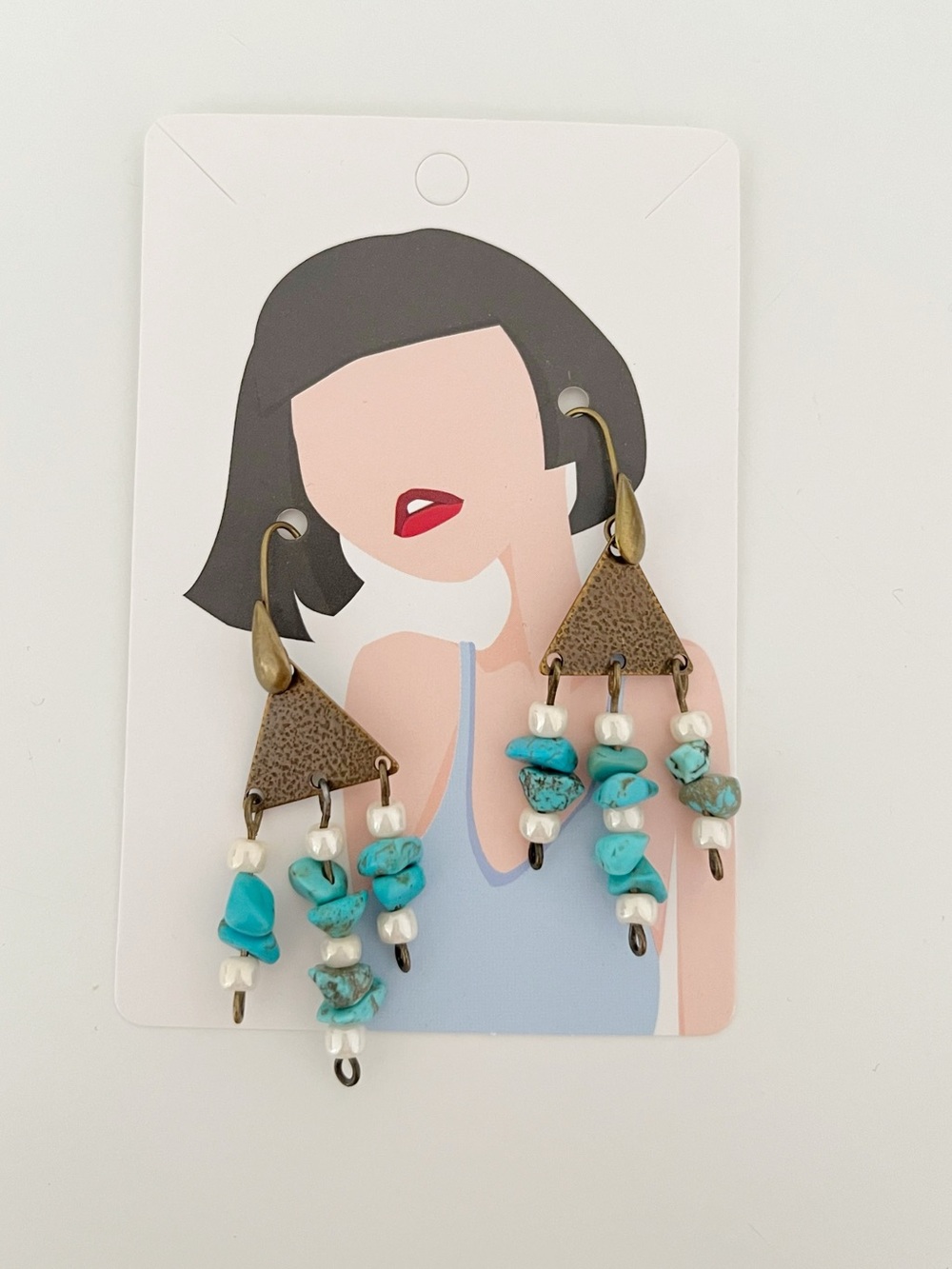 Turquoise Beaded Dangle Earrings